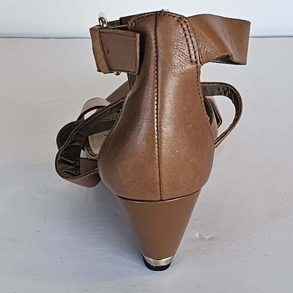 Sam Edelman Nayla Brown Leather Cage Wedge Sandals Size 8 - Picture 3 of 6
